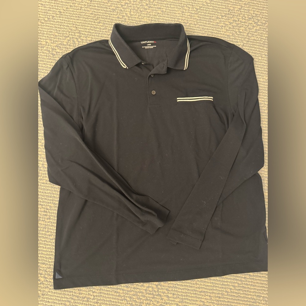 UNTUCKit Navy Long Sleeve Polo Shirt